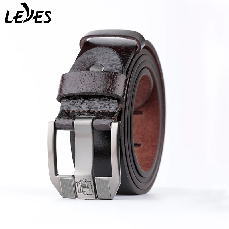 

Genuine Leather Belt for Men Luxury Brand Alloy Pin Buckle Classic Business Designer Male Wide Waist Belts High Quality 130cm