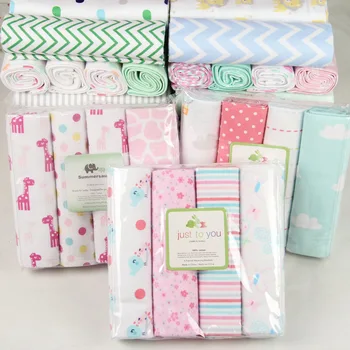 

4Pcs/set Muslin Cotton Baby Soft Blankets Diaper Baby Blanket Cartoon Print Newborn Bath Swaddle Soft Children Muslin Towel