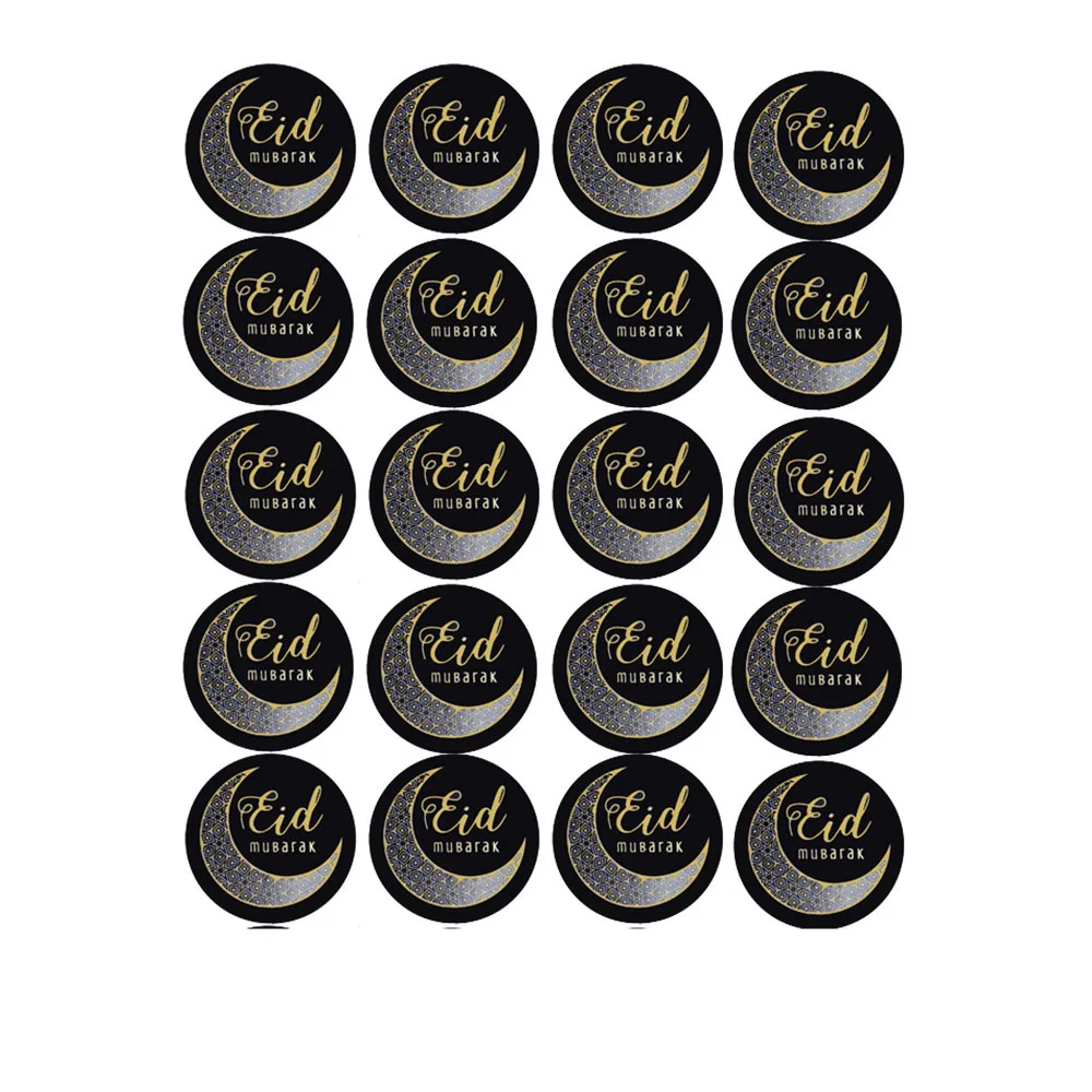 20/60/100 Pieces of Eid Mubarak Label Paper Sticker Gift Tag Seal Sticker Islamic Muslim Eid Mubarak Decoration Supplies 