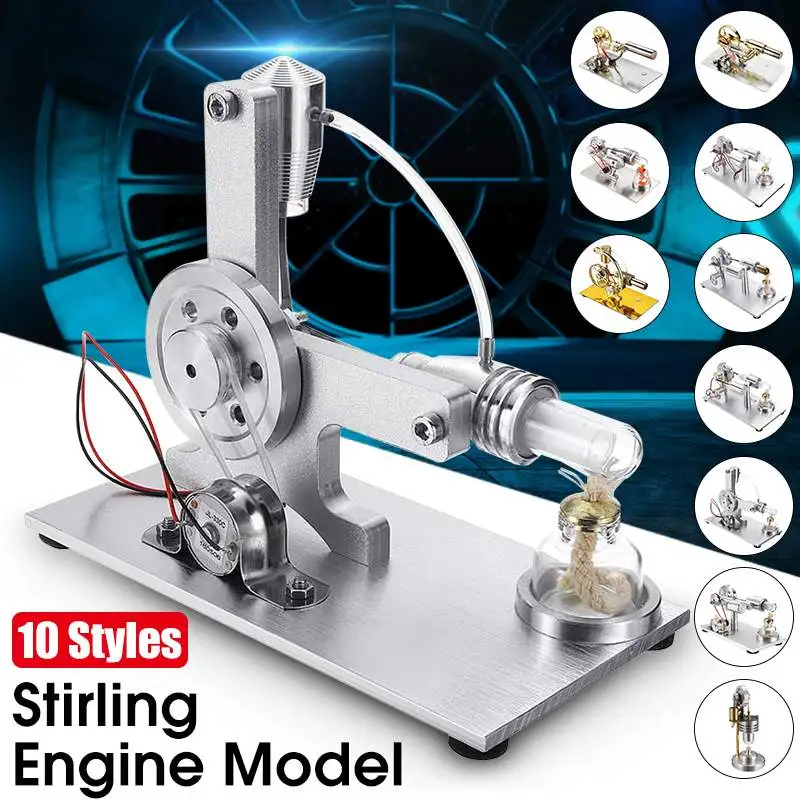 

10 Styles Mini Diy Stirling Engine Generator Model+bulb Low Temperature Kids School Demonstration Education Toys Gift