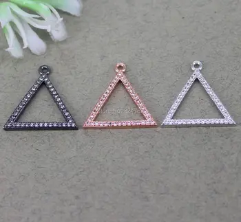 

10pcs Metal Copper Micro Pave White CZ Triangle pendant Beads For Jewelry Making