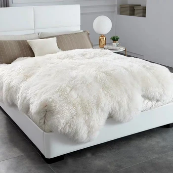 

Real Merino big size 6P 8P sheepskin rug for mattress,long hair soft touch warm for winter 180*200cm