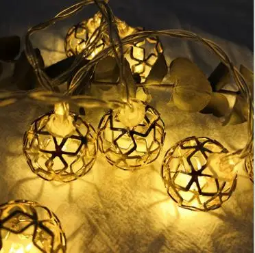 

Wrought Iron Cutout Round Ball LED String Christmas Wedding Bouquet Gift Box Decoration LED Lights Decoration String Lights