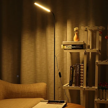 

8W 700lm Modern Stand Floor Lamp White & Warm White LED Floor Lamp Dimmer USB Desk Reading Night Light Fixture for Bedroom Decor