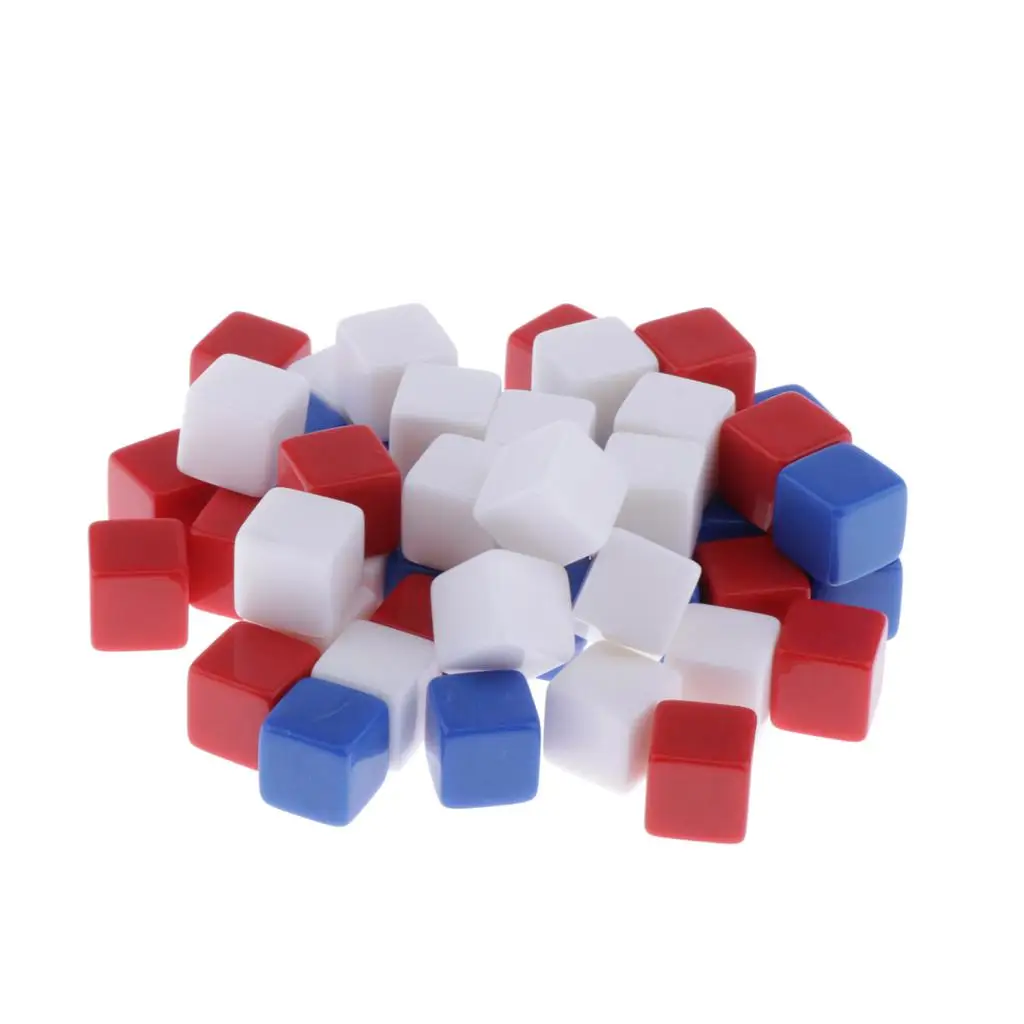 50pcs 16mm Blank 6 Sided Dice for Table Board Games Dungeons & Dragons MTG RPG Gaming Tabletop Games DIY D6 Dices - Mixed Color