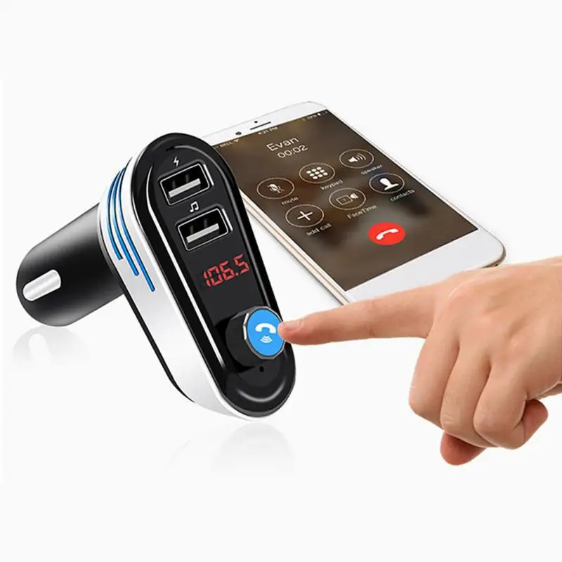Двойной USB Автомобильное зарядное устройство Bluetooth громкой связи Монохромный экран стерео MP3-плеер fm-сигнал передатчик