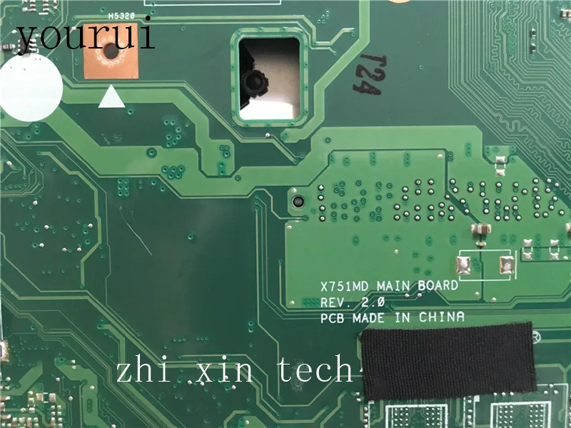 Yourui для asus оригинальная материнская плата для ноутбука X751MD материнская плата REV 2,0 с процессором DDR3 тест ОК