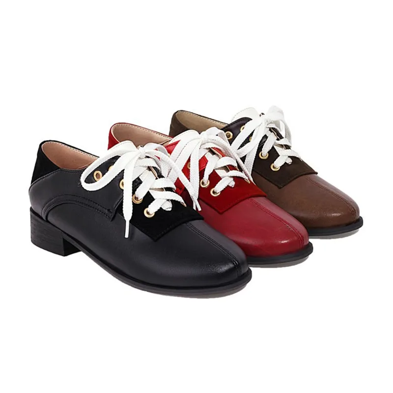 Ladies Lace-Up Round Toe Flats Low Cutter Shoes For Spring Mixed Colors Microfiber Soft Zapatos Mujer Brown Black Wide Fitting | Обувь