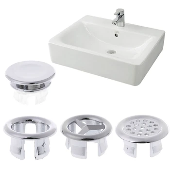 

5pcs Basin Sink Round Overflow Cover Rings Insert Replacement Bathroom Accessory