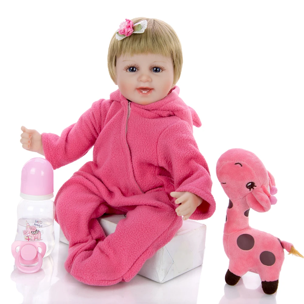 46 см Кукла reborn baby girl розовая мягкая силиконовая кукла для тела светлые волосы