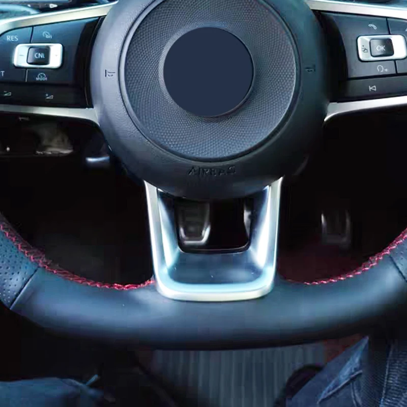 Free Shipping High Quality cowhide Top Layer Leather handmade Sewing Steering wheel covers protect For Volkswagen VW Golf 7 GTI