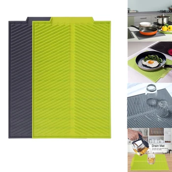 

Silicone Rectangle Dish Mat Drying Dishes Pad Heat Resistant Cushion Pad Dinnerware Table Mat Baking Tool Kitchenware Pad
