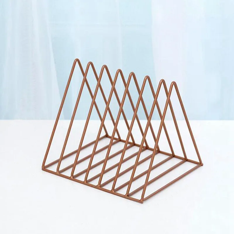 

Nordic triangle simple wrought iron desktop storage rack shelf file magazine storage box office rack jewelry