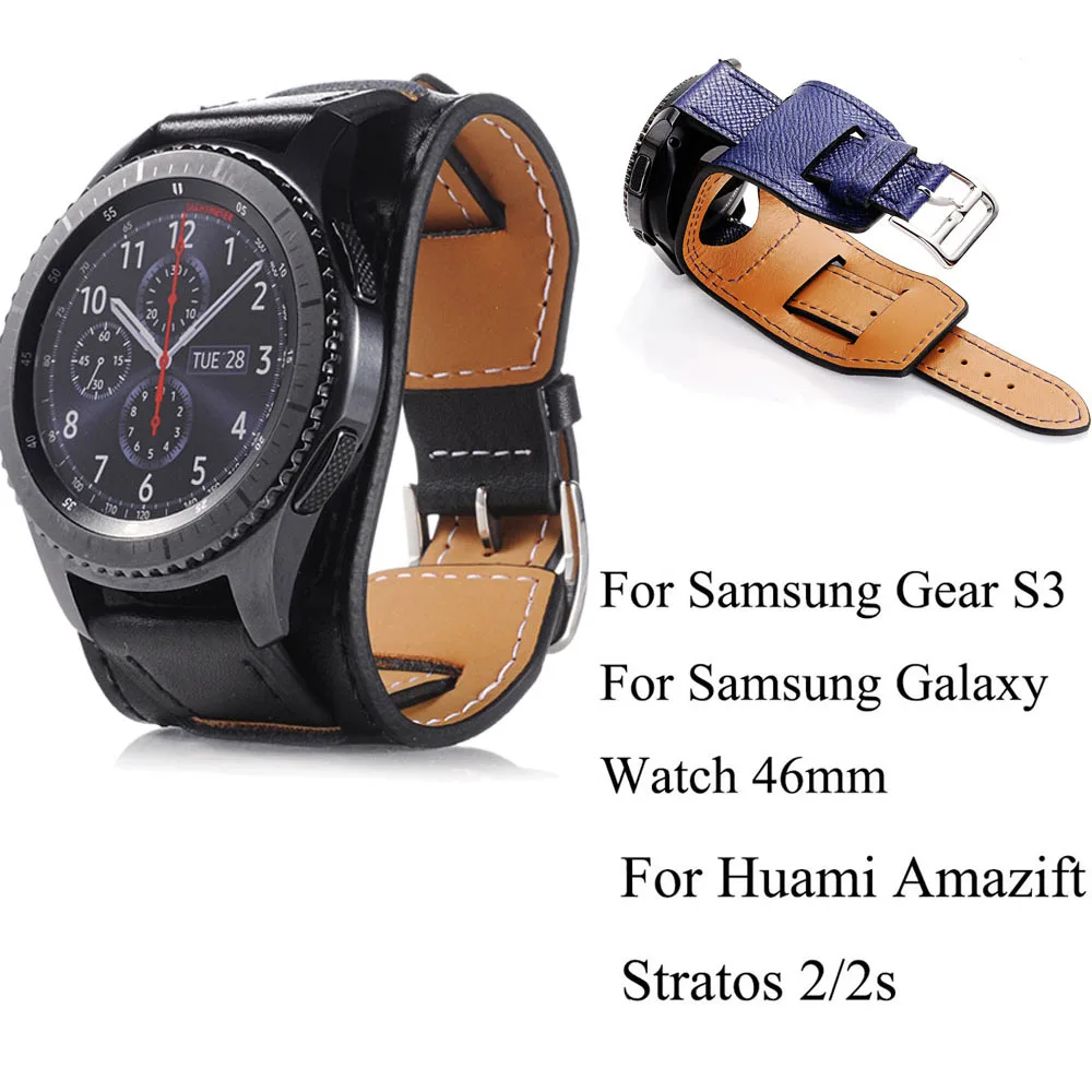 Ремешок для часов из натуральной кожи 22 мм samsung galaxy watch 46 ремешок gear S3 спортивный