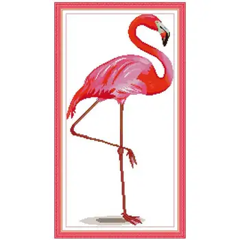 

Animal Flamingo Cross Stitch Set Needlework Embroidery kit 11CT 14CT Aida Fabric Count Print Canvas DMC Crafts Accessory Tools