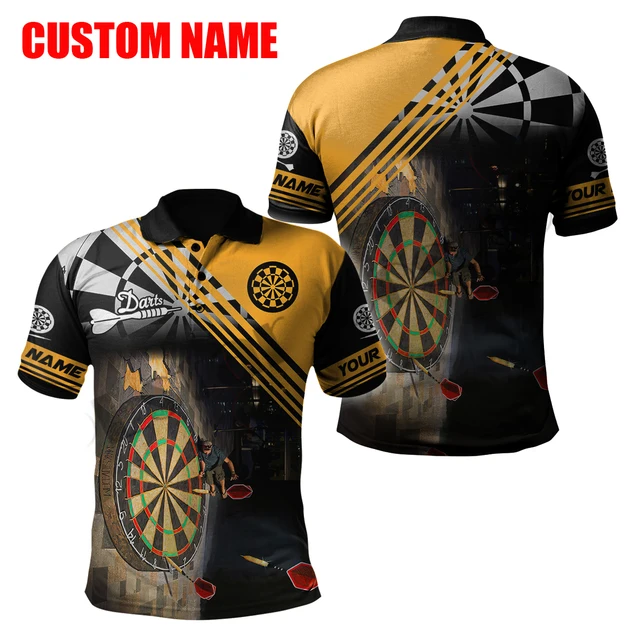 PLstar Cosmos 3DPrint Newest Darts Player Polo Shirt Custom Name Team Funny Harajuku Streetwear Sleeveless Tees Fitness Unisex 1 Gold