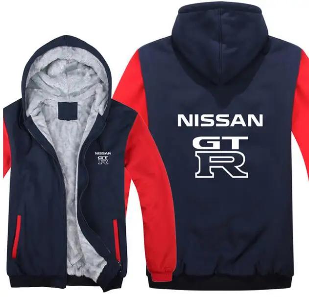 Слоновая кость Мужская мода Nissan Car Hoodie Свободная куртка с капюшоном на молнии Спортивная куртка Nissan с длинным рукавом плотное пальто - Цвет: Слоновая кость