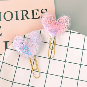 

2Pcs Heart Shap Paper Clipe Creative Bookmark Office School Paper Clips Stationery Planner Tools Scrapbooking Tools