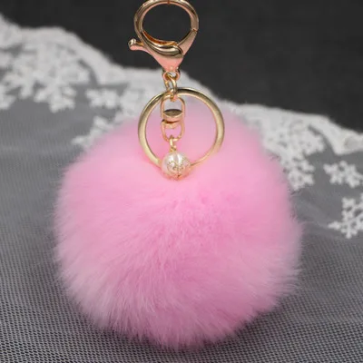 Брелок для ключей жемчуг имитация кроличьей шерсти мяч Дамская сумка кулон украшение золотой брелок плюшевая игрушка детский подарок - Цвет: H