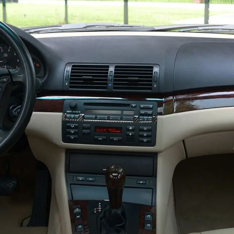 Автомобильные наклейки из углеродного волокна для старых 3 серий E46 1998-2006 центральный контроль Средний 094D