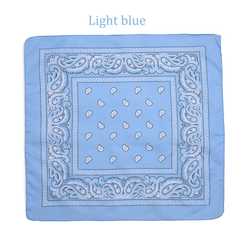 Light blue Модная бандана в стиле хип-хоп из хлопка, квадратный шарф 55 см* 55 см, черная, красная повязка на голову с принтом пейсли для женщин/мужчин/мальчиков/девочек - Цвет: Light blue