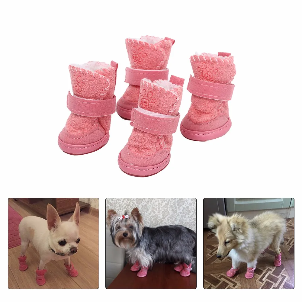 

Pet Warm Shoes Soft Bottom Comfortable Non-slip Winter Dog Shoes Waterproof for Small Dogs Pet Warm Brown Pink Purple Snow Boots