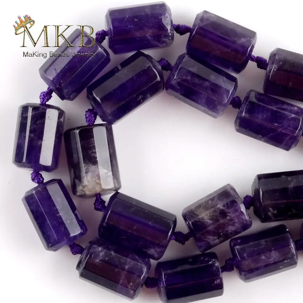 

Natural Amethysts Purple Agates Faceted Stone Column Beads For Jewelry Making Spacer Loose Beads DIY Handmade Jewellery15"