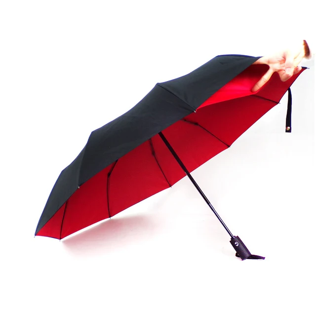 Ten-Ribs Szélálló Dupla Ruhás Esernyő Kreatív Teljesen Automatikus Nyitva És Bezárva 3 Összecsukható Üzleti - Image 4