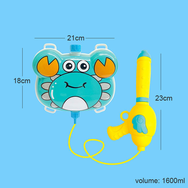 Animal Water Gun Backpack Children Summer Beach Toys Long Range ABS Water Spray Guns Bag with Adjustable Straps