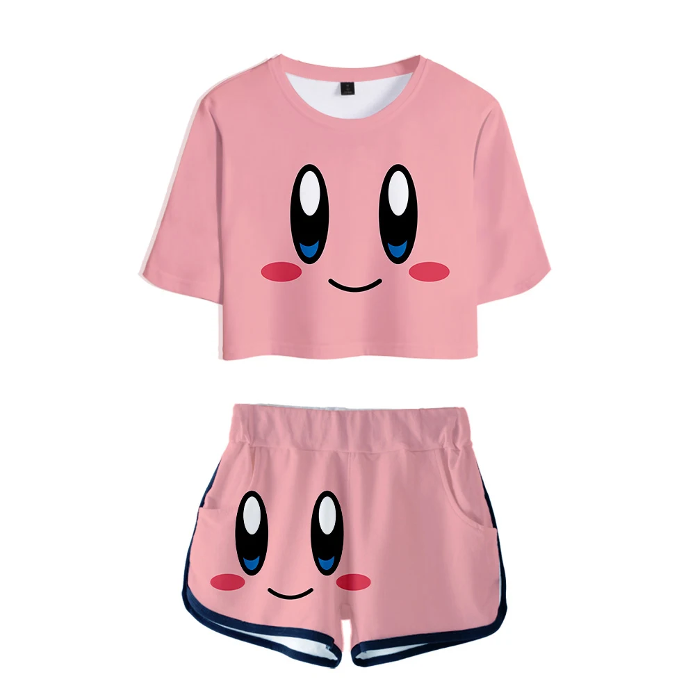 Лидер продаж женские комплекты из двух предметов с 3D принтом kirby новая футболка