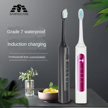 

New S400 Roman Columnar Plain Color Gradient Acoustic Wave Adult High Frequency Mute Non-Shock Hand Electric Toothbrush
