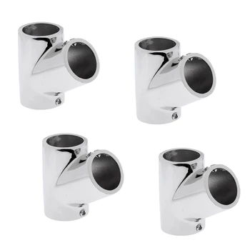 

4 Pack Polished 316 Stainless Steel 60 Degree Boat Deck Handrail Rail Tee Fitting 3 Way Elbow for 7/8inch Tube