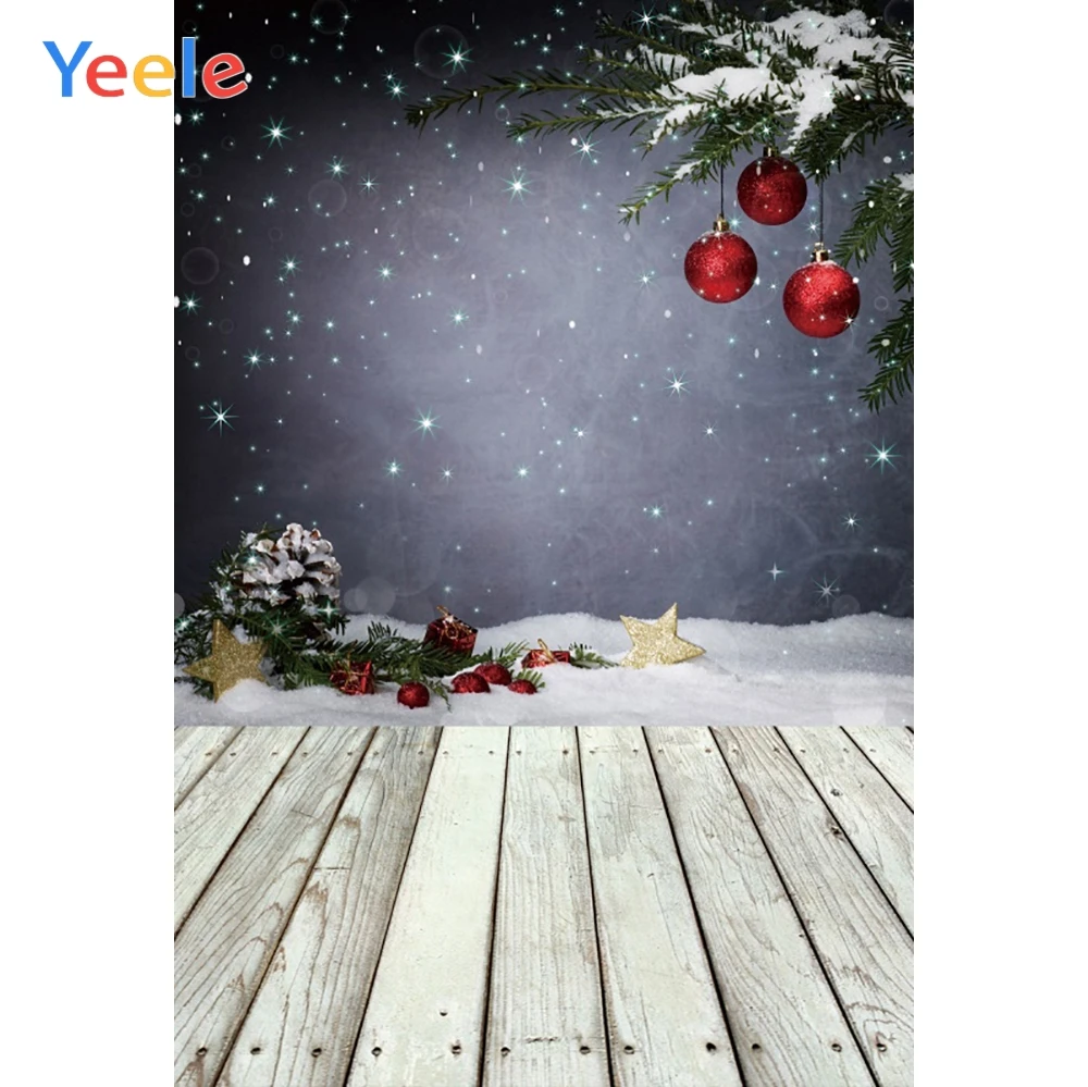 Yeele фон для фотосъемки год снег зима деревянный пол индивидуальные дети фото Рождественский шар фоны для фотостудии