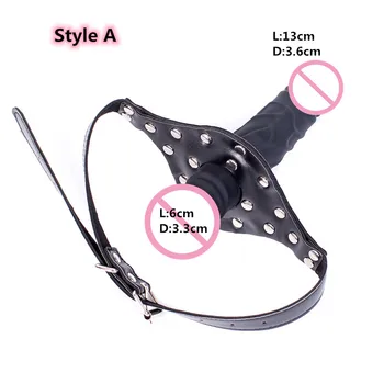 Slave Leather Bondage Strap with Dildo Mouth Gag Sex Toys for Men Women Adults Games Plug Oral Fetish Bdsm Flirt Erotic Products 2