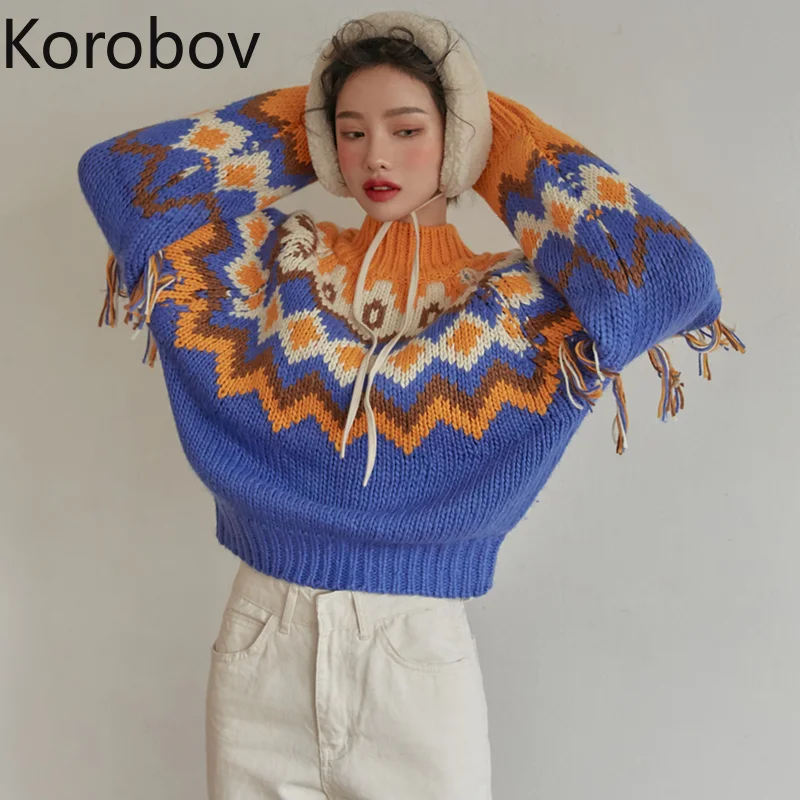 Korobov 2019 Новое поступление женские свитера Корейские осенние зимние с кисточками