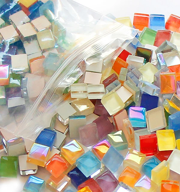 1 Bag Mixed Colors Square Clear Glass Mosaic Tiles For Diy - Temu