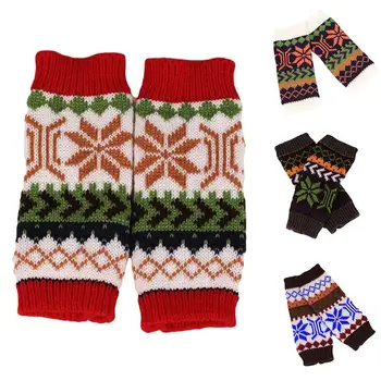 

Women Snowflake Fingerless Knitted Gloves Touch Screen Stretchy Arm Warmers guantes para mujer перчатки модные
