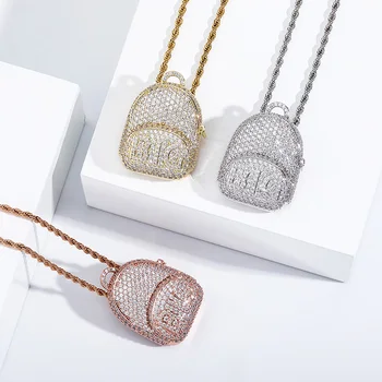 

NEW Fashion HIP HOP Personality Iced Out AAA+CZ BIG Schoolbag Pendant Jewelry for Gift Pendant Necklaces Kalung Collar Party