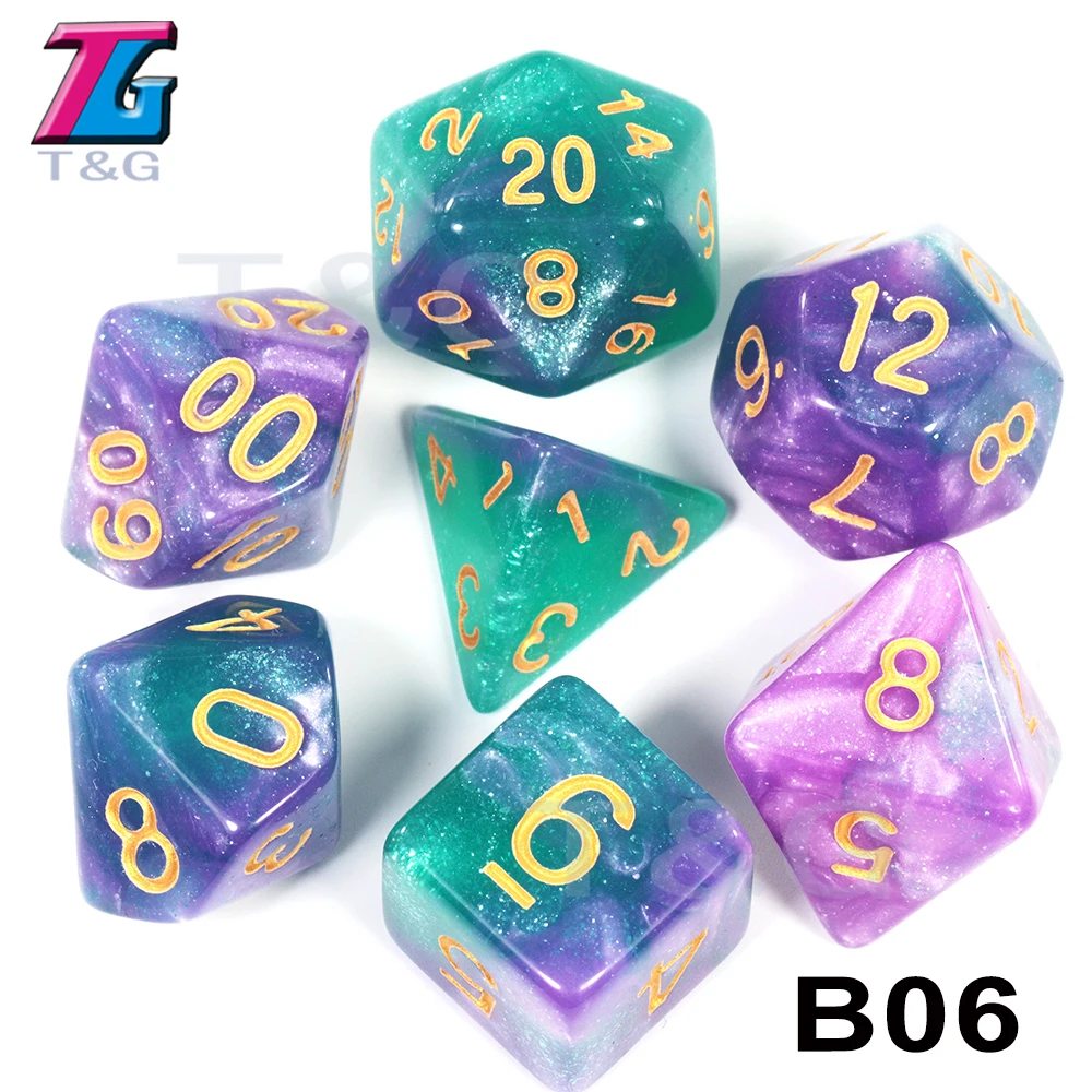 B06 Супер Вселенная Галактика игральные кости DND набор D4-D20 Подземелья и Драконы РПГ лучшие подарки 15 цветов на выбор настольная игра - Цвет: B06
