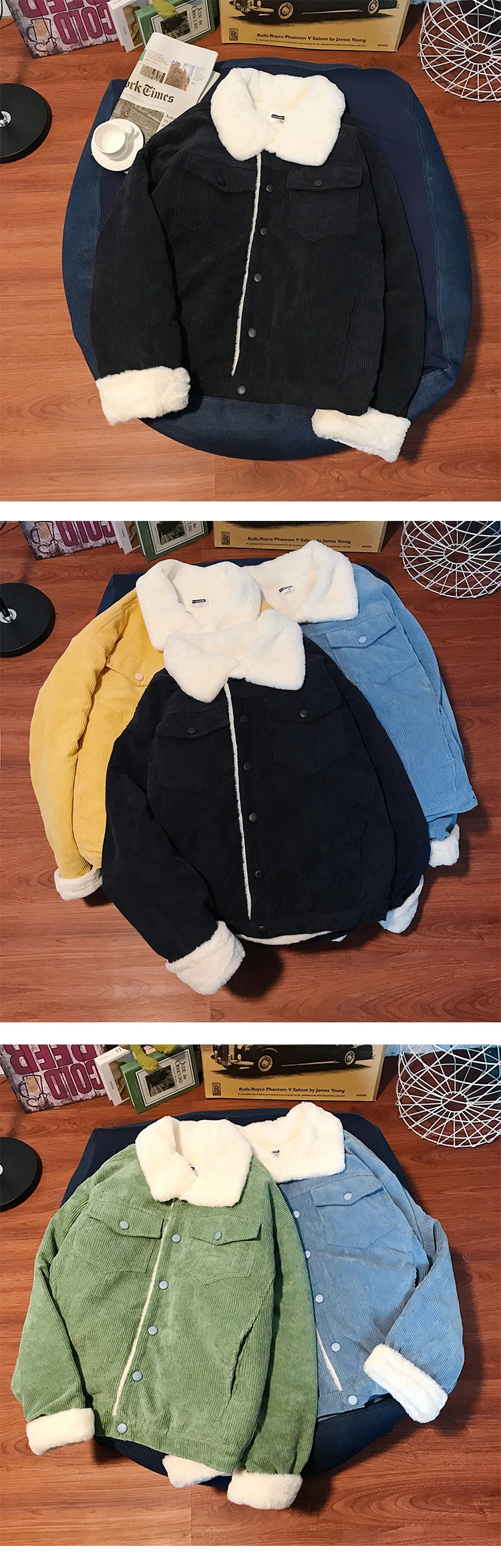 Зимняя Вельветовая куртка мужская теплая Толстая парка Мужская модная плюшевая куртка Мужская Уличная хлопковая куртка мужская одежда большой размер S-5XL