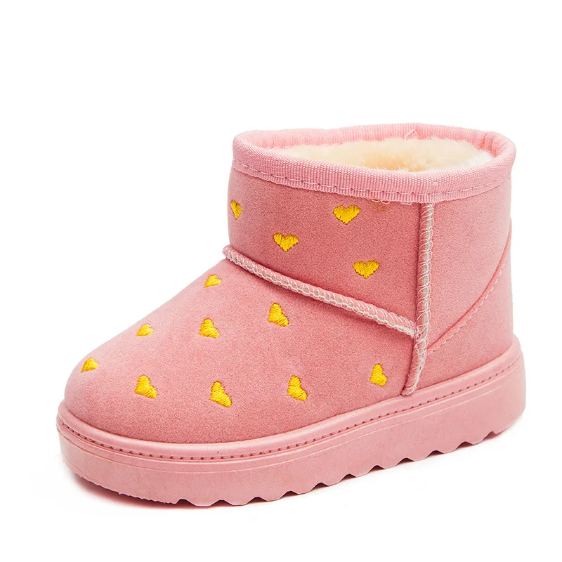 pink Модная обувь для девочек; Новинка года; детская зимняя теплая плюшевая обувь для маленьких детей; хлопковая обувь для детей 3, 4, 5, 6, 7, 8, 9, 10, 11, 12 лет - Цвет: pink