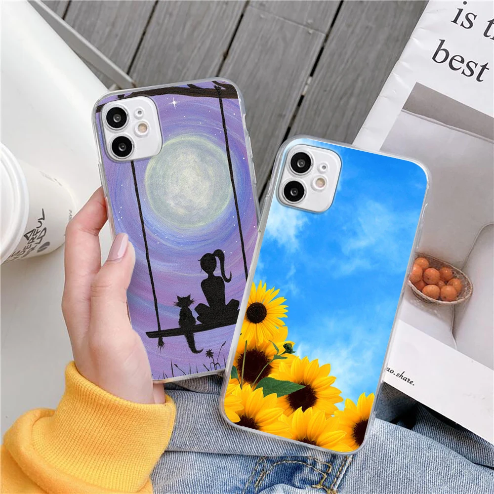 Подсолнух девушка тело любовник мобильный телефон чехол для iPhone 11 Pro XS MAX XR X 7 8 6Plus