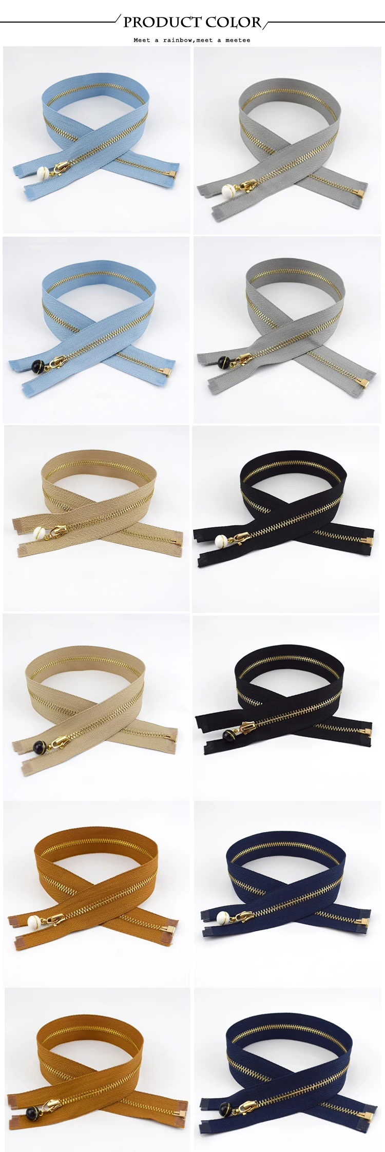 50 см 3# жемчужный слайдер съемник украшения металлические застежки-молнии для шитья одежды молния DIY ремесло аксессуары для шитья ZA044 золотые молнии