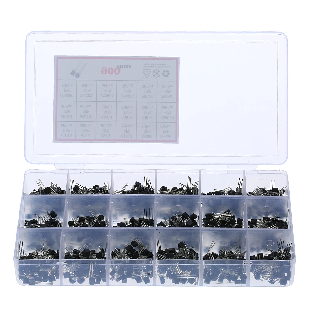 

900pcs 18 Value Bipolar Triode Transistor TO-92 Box Kit A1015-2N5551 DIY LED Kit