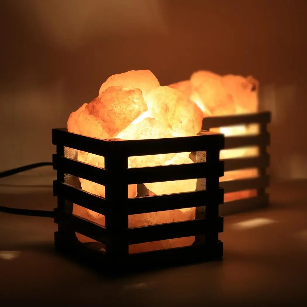 

Crystal Natural Air Purifier Salt Lamp With Wooden Basket ,Bulb ,Switch US Plug