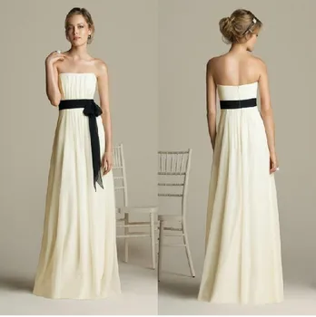 

cheap free shipping robe de soiree 2014 new fashion vestido de festa longo black belt weddings Formal gown Bridesmaid Dresses