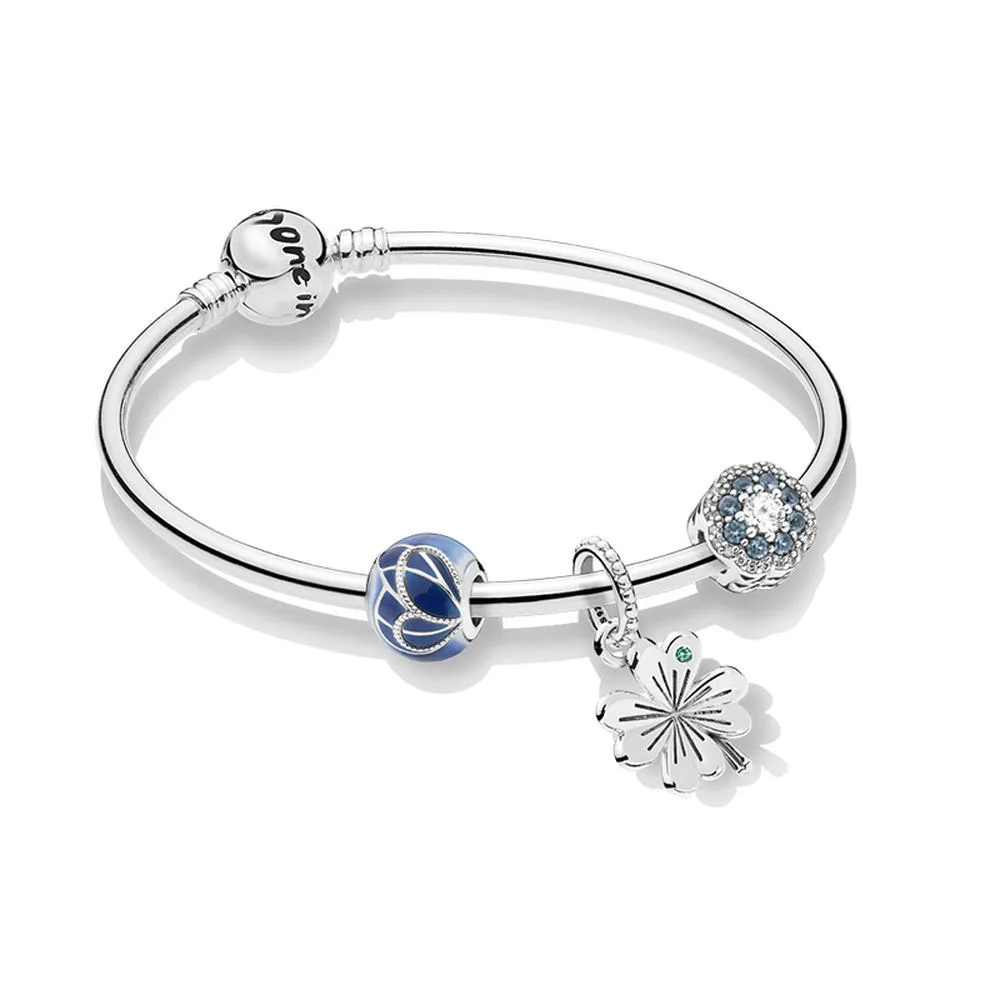 Pan домашний браслет синяя бабочка крыло струны украшения блестящие цветы счастливый цветок танец четырехлистный клевер кулон набор струн