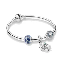 Pan домашний браслет синяя бабочка крыло струны украшения блестящие цветы счастливый цветок танец четырехлистный клевер кулон набор струн