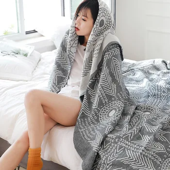 

Geometric Pattern Cotton Soft Adults For Blanket On Gauze Throw The/Bed/Sofa/Plane/Travel