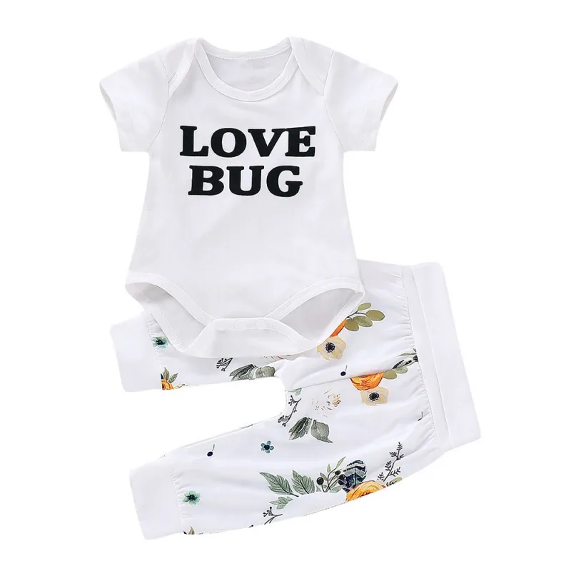 

2Pcs Baby Clothes Summer Baby Jumpsuit Short Sleeve T-Shirt+Pant Toddler Girl Clothes Set Baby Costume For Girl